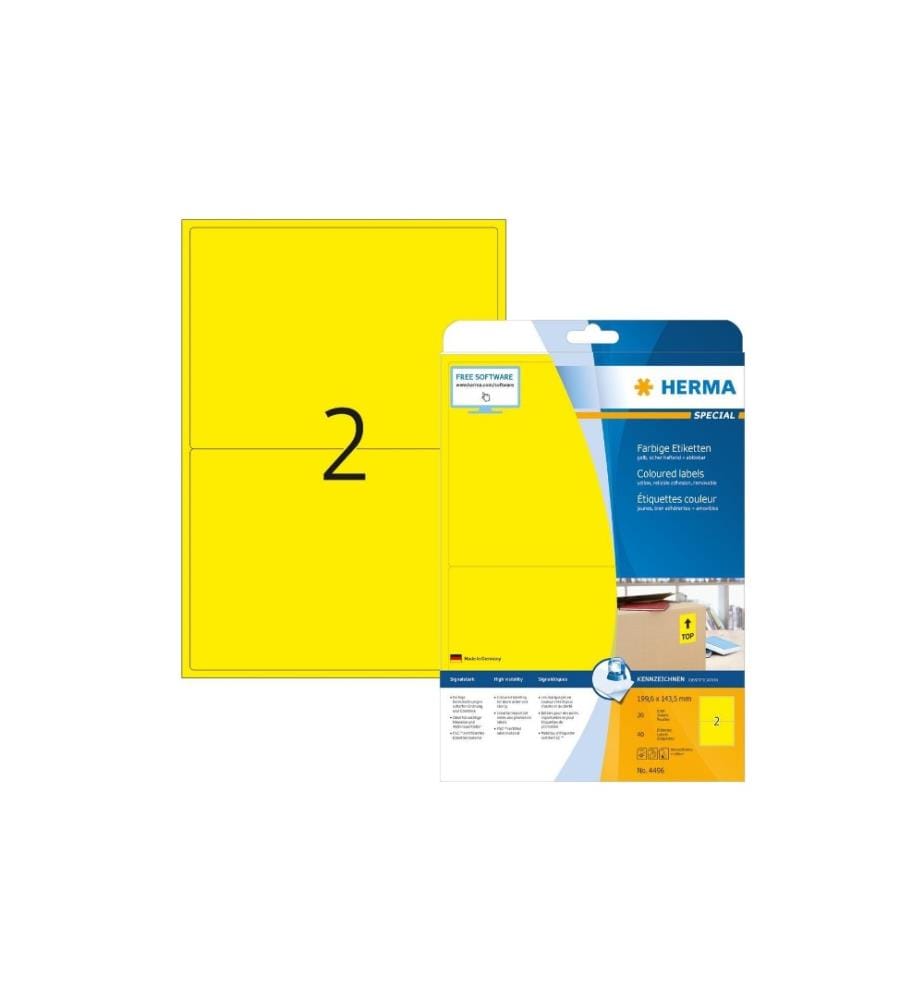 HERMA - Étiquettes universelles 4496 Jaune, 40 étiquettes