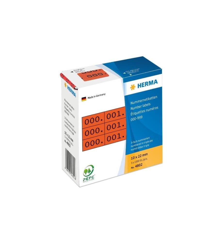 HERMA - Étiquettes de numéros 4802 10 x 22 mm, rouge
