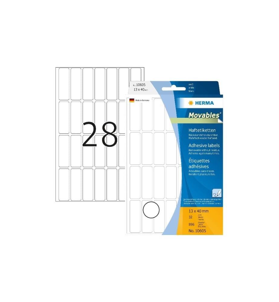 HERMA - Étiquettes universelles 13 x 40 mm, 32 Blatt