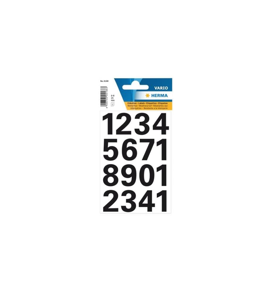 HERMA - Stickers Étiquettes de numéros 0 - 9, 2.5 cm, noir, 32 étiquettes de chiffres