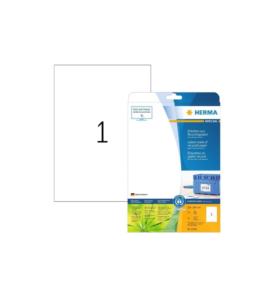 HERMA - Étiquettes universelles 210 x 297 mm, 20 Blatt