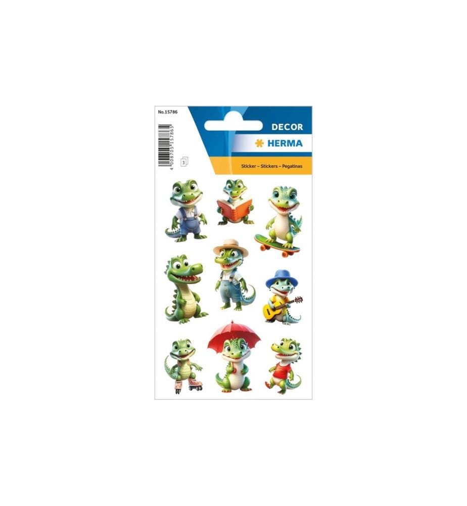 HERMA - Stickers Autocollant à motif Drôles de crocodiles 3 feuilles avec 9 autocollants chacune