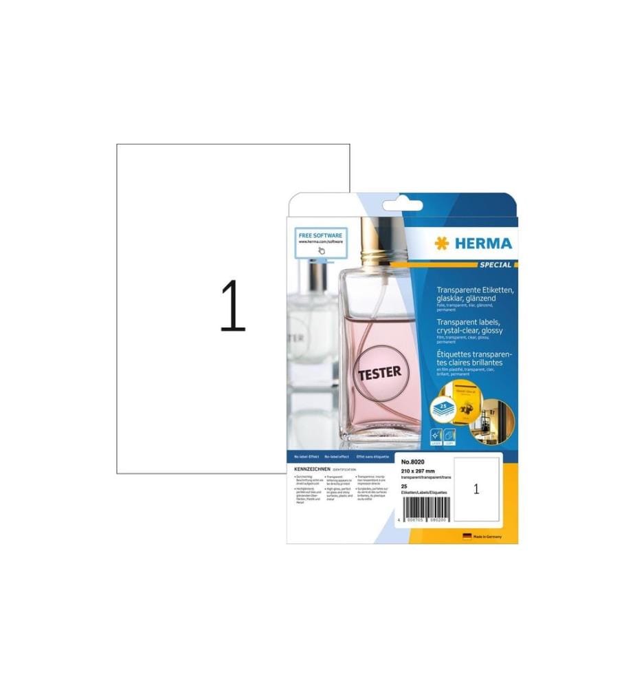 HERMA - Etiquettes en film 210 x 297 mm, 25 feuilles