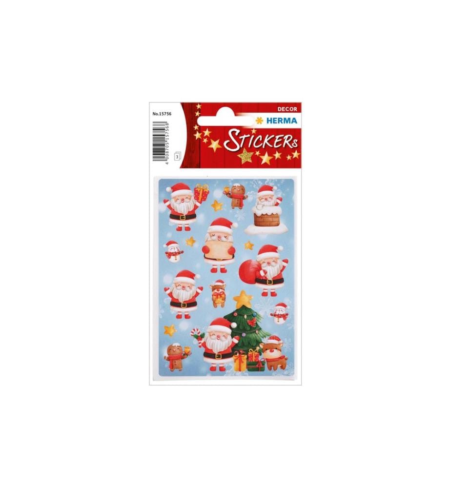 HERMA - Stickers Autocollants de Noël Père Noël 3 feuilles / 45 autocollants