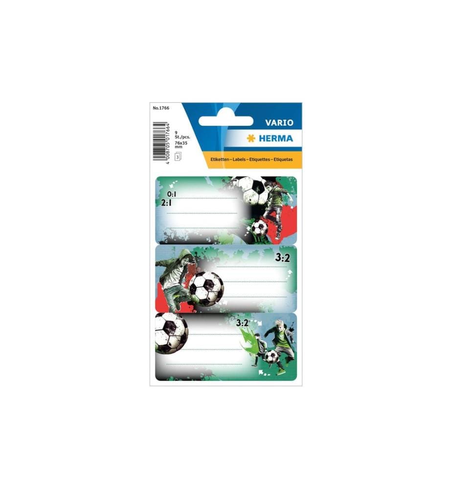 HERMA - Stickers Étiquettes scolaires Street Soccer 3 feuilles / 9 autocollants