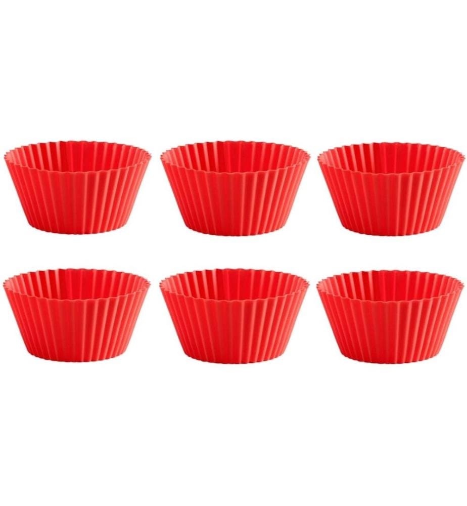 Lékué - Moule à muffins Silicone, Rouge, set de 6