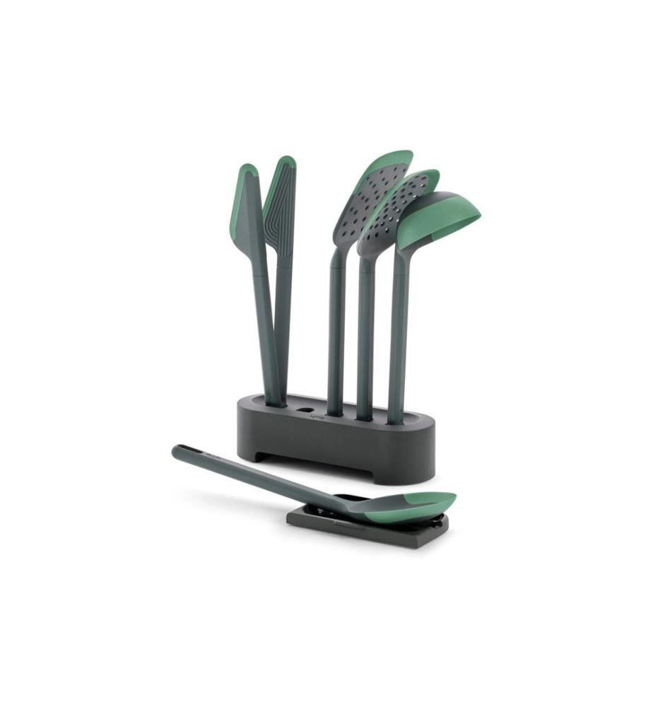 Lékué - Ustensiles de cuisine avec support PBT/silicone, vert/noir