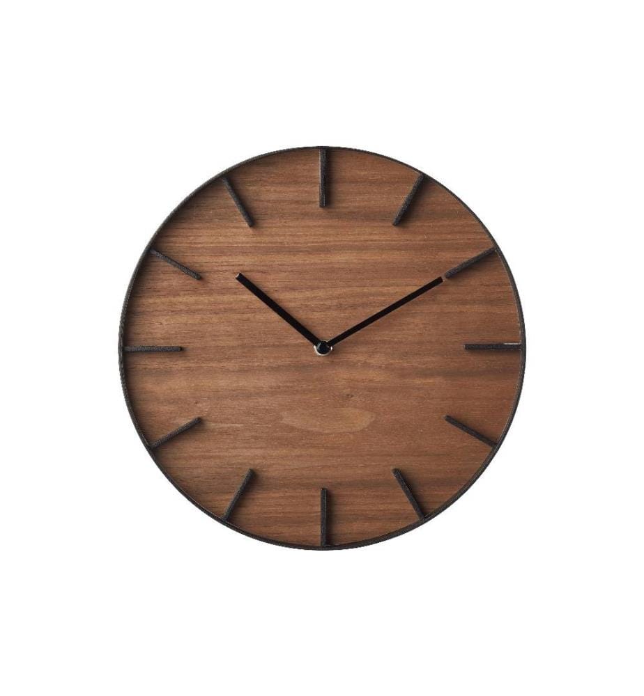 YAMAZAKI - Horloge murale Rin Ø 26.5 cm, Brun/Noir