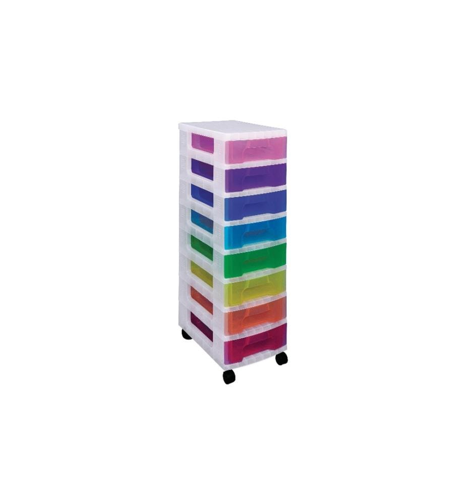 REALLY USEFUL BOX - Boîte à tiroirs 8 x 9 litres, Multicolore/Transparent