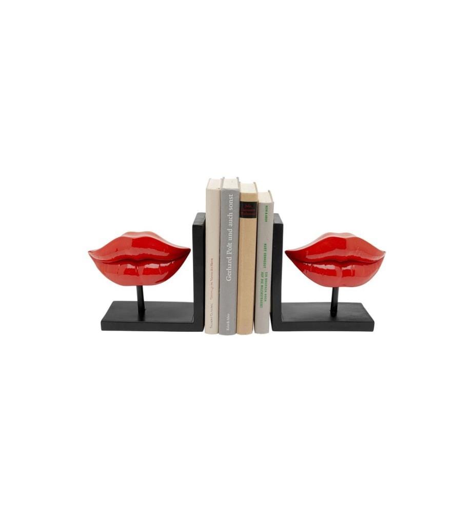 Kare Serre-livres Lips Lot de 2, Noir/Rouge