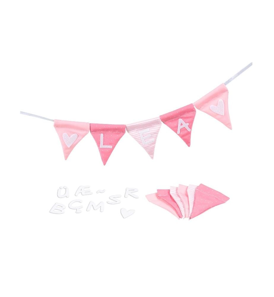 GOKI - Lettre Chaîne de fanions Rose