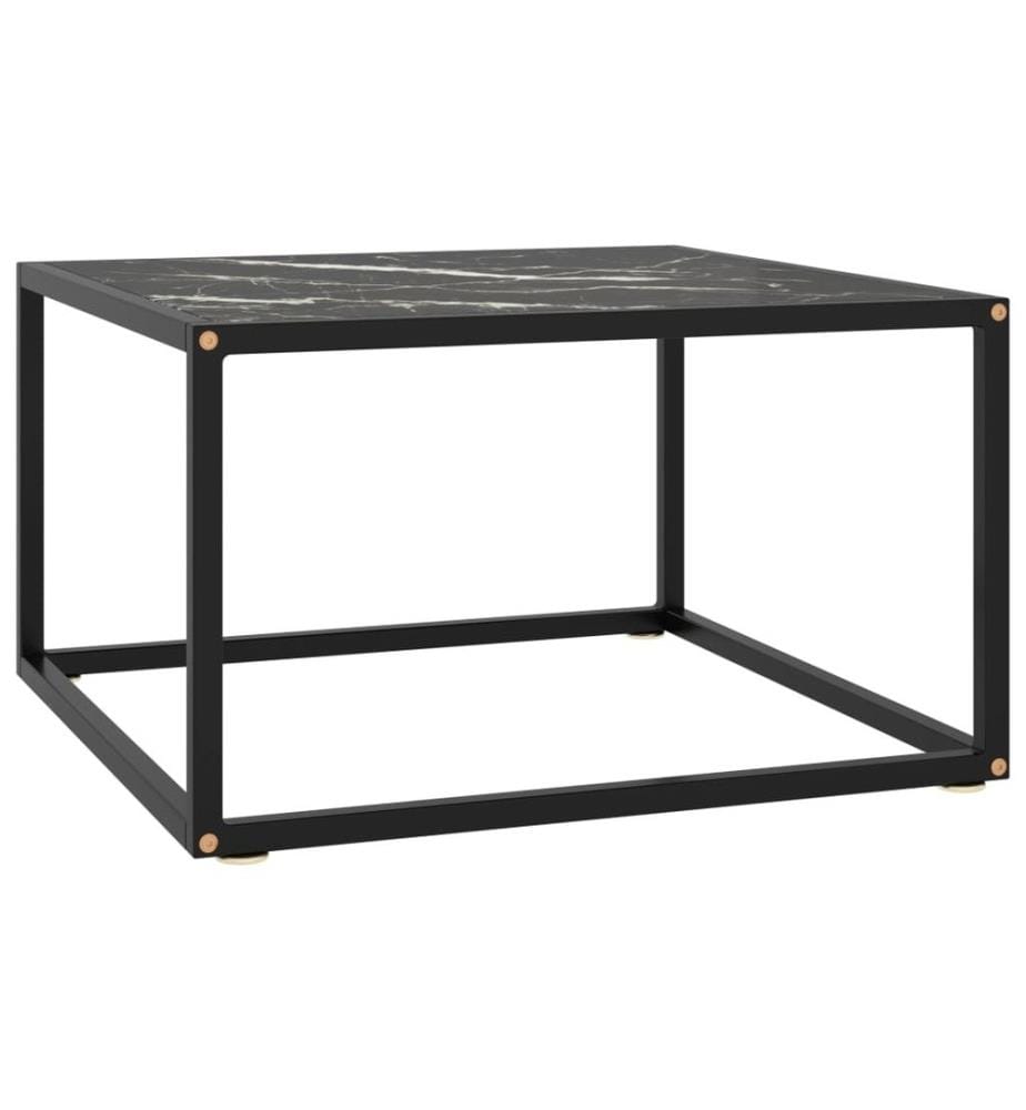 Table basse Noir avec verre marbre noir 60x60x35 cm