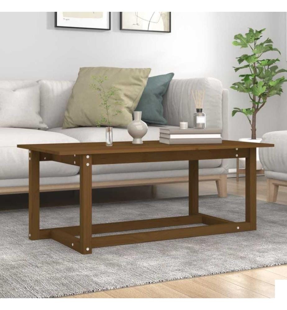 Table basse Marron miel 110x55x45 cm Bois massif de pin