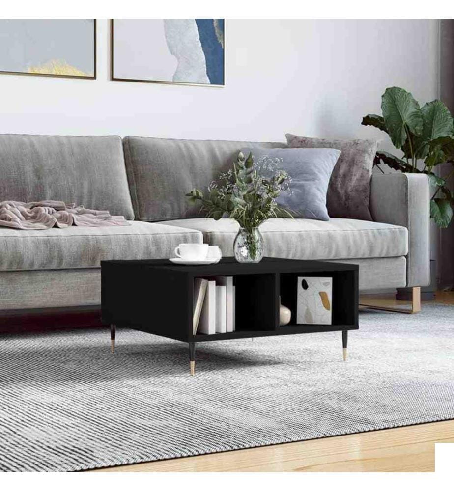 Table basse noir 60x60x30 cm bois d'ingénierie