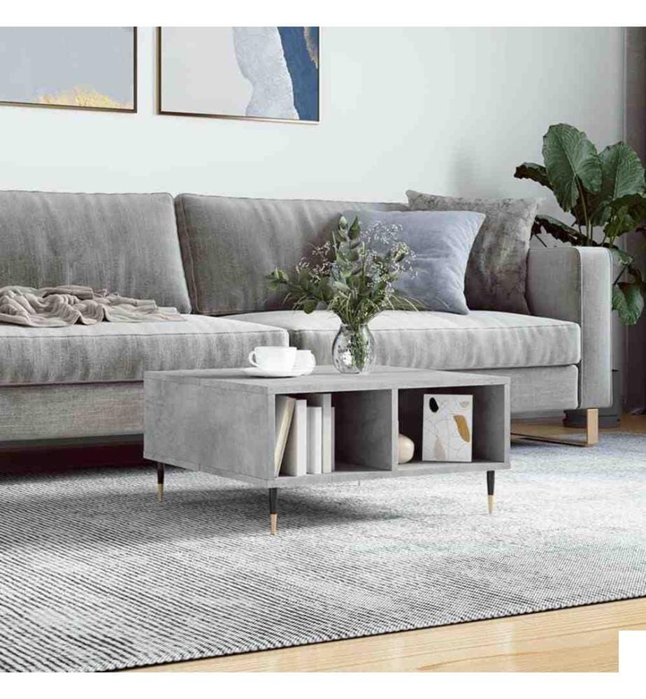 Table basse gris béton 60x60x30 cm bois d'ingénierie