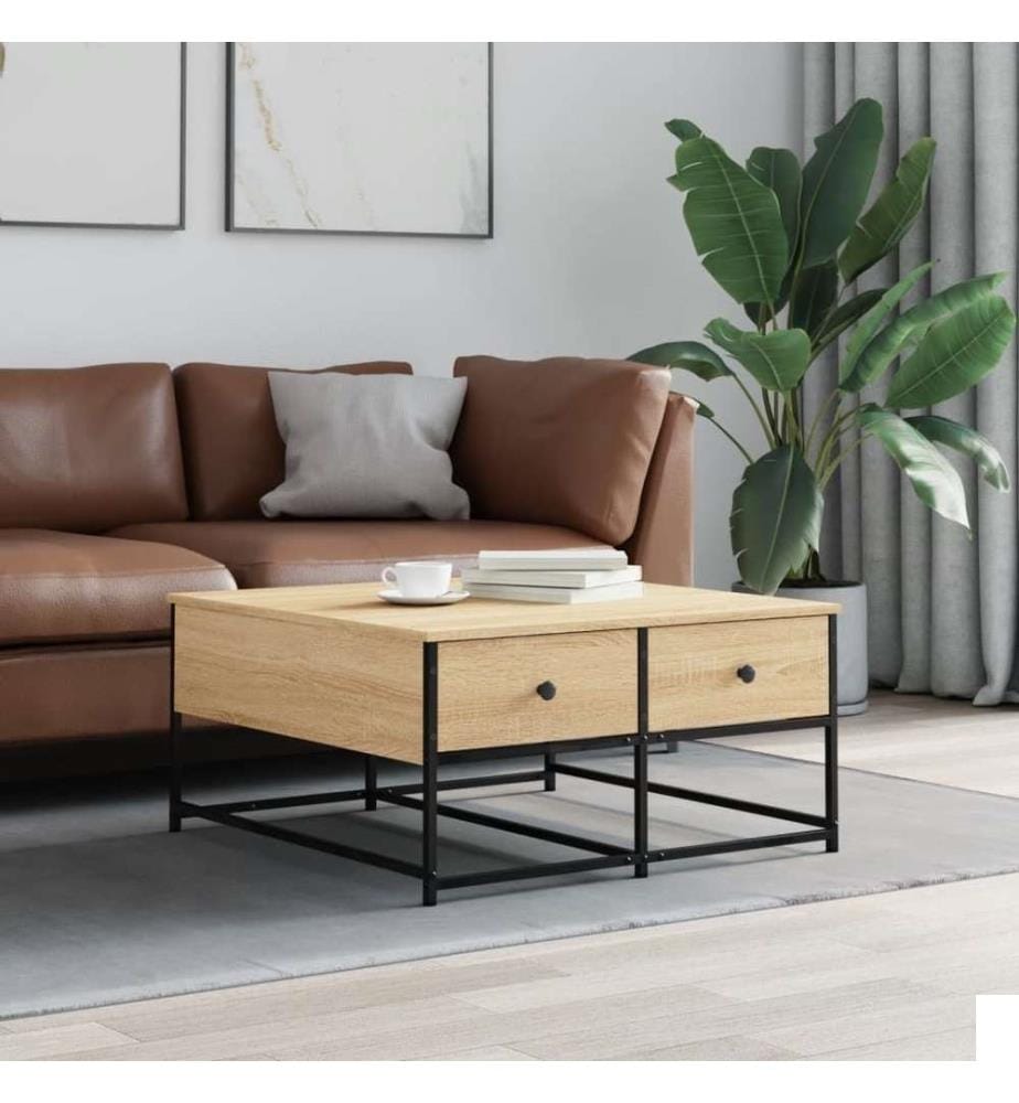 Table basse chêne sonoma 80x80x40 cm bois d'ingénierie