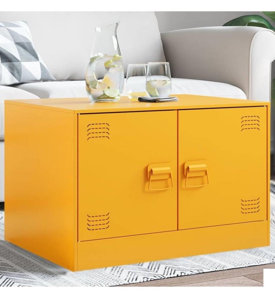 Table basse Jaune moutarde 67x50x44 cm acier