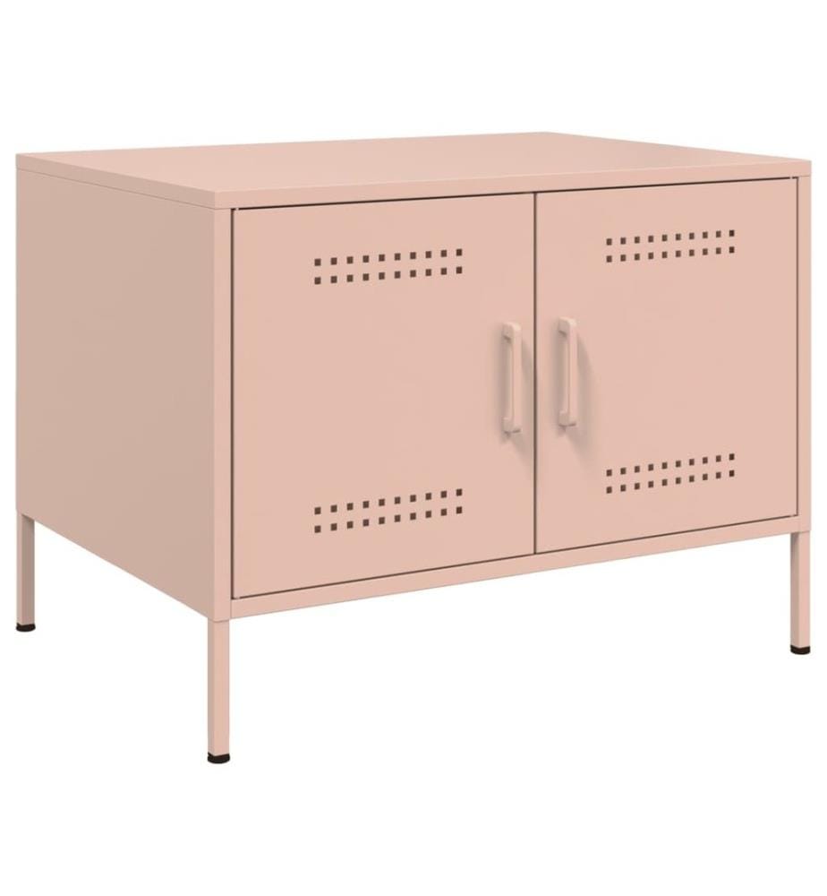 Table basse rose 68x50x50,5 cm acier laminé à froid