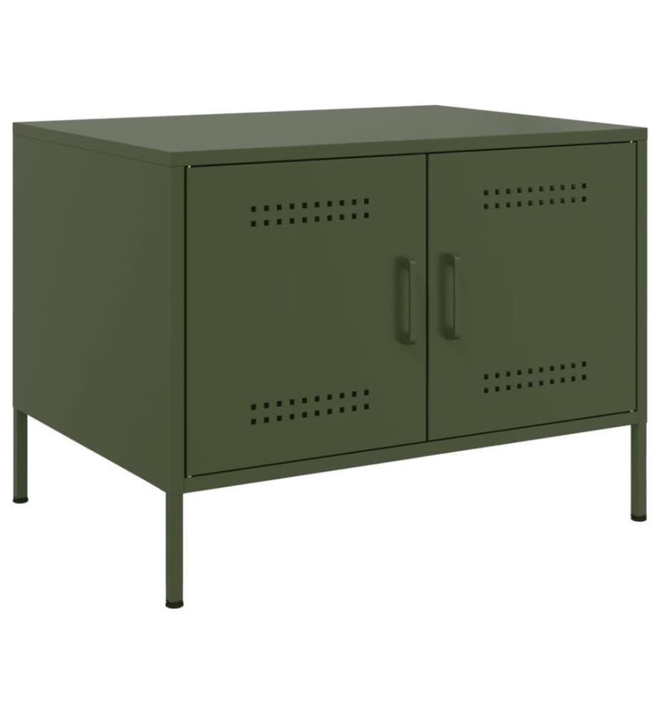 Table basse vert olive 68x50x50,5 cm acier laminé à froid