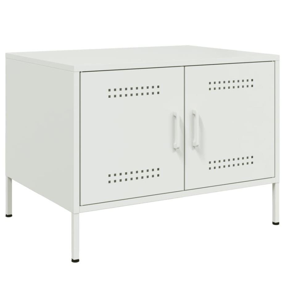 Table basse blanc 68x50x50,5 cm acier laminé à froid