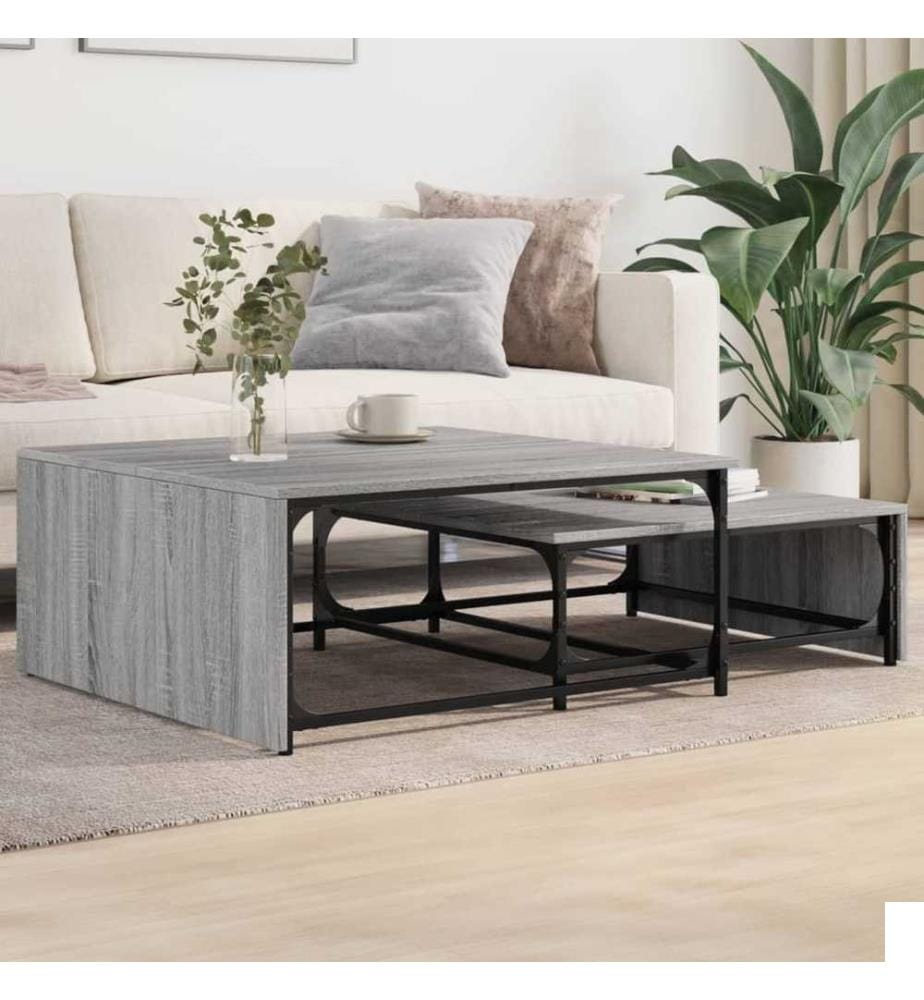 Tables basses gigognes 2pcs sonoma gris bois d'ingénierie métal