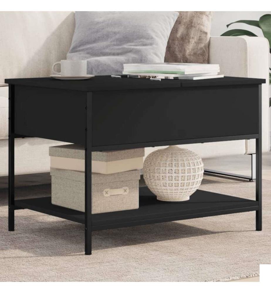 Table basse noir 70x50x50 cm bois d'ingénierie et métal