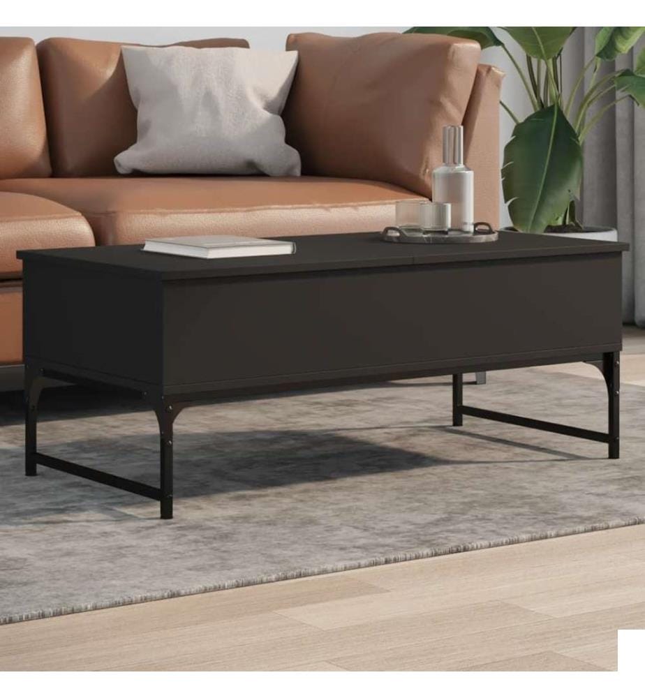 Table basse noir 100x50x40 cm bois d'ingénierie et métal