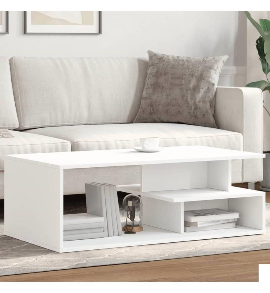Table basse blanc 102x55x35 cm bois d'ingénierie
