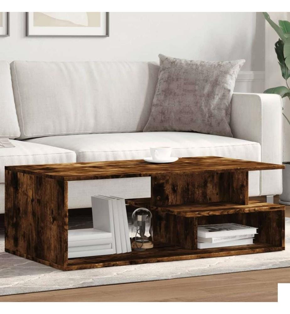 Table basse chêne fumé 102x55x35 cm bois d'ingénierie
