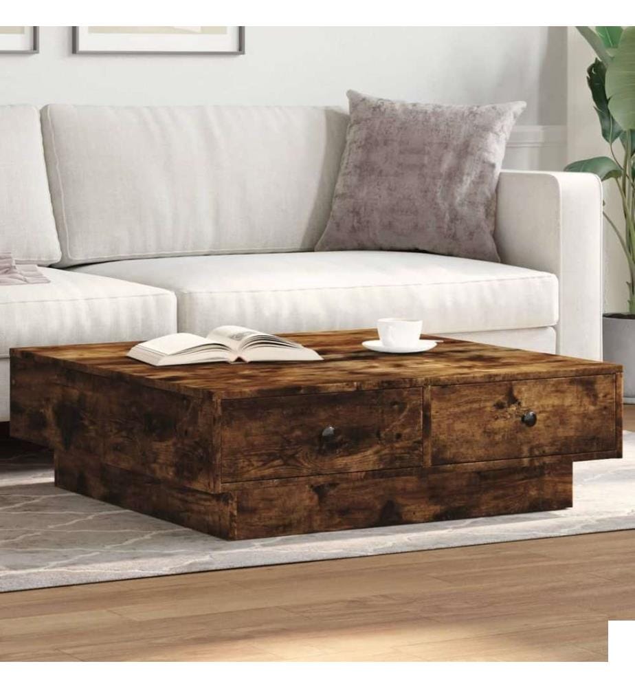 Table basse Chêne fumé 90x90x28 cm Bois d'ingénierie