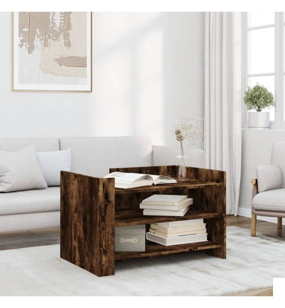 Table basse chêne fumé 80x50x50 cm bois d'ingénierie