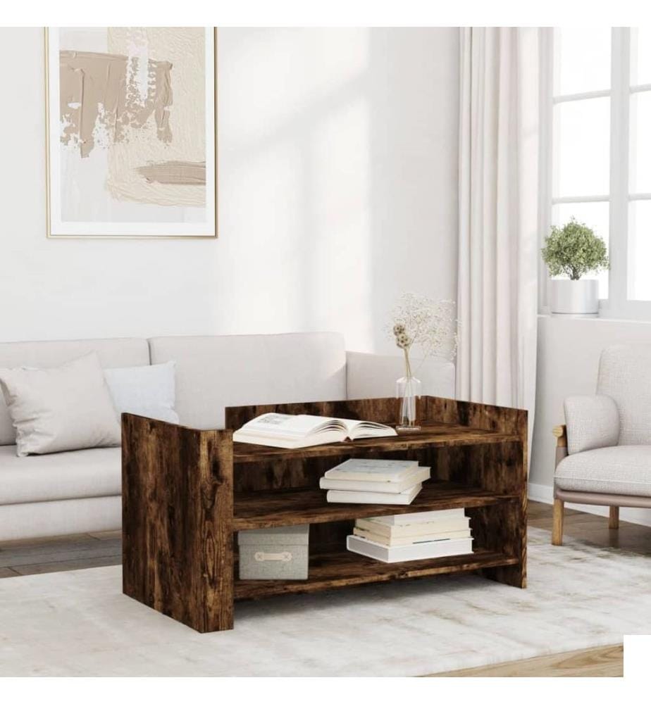 Table basse chêne fumé 100x50x50 cm bois d'ingénierie