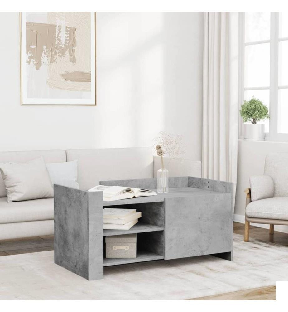 Table basse gris béton 100x50x50 cm bois d'ingénierie