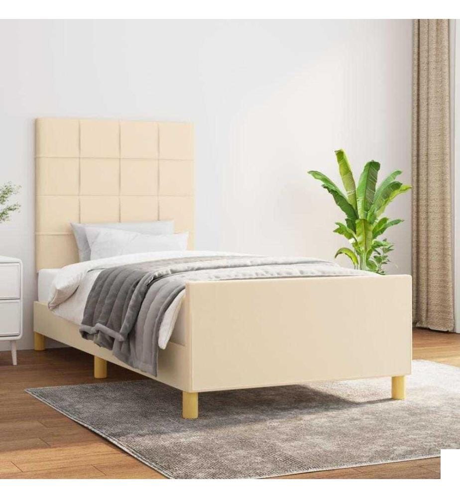 Cadre de lit avec tête de lit Crème 80x200 cm Tissu