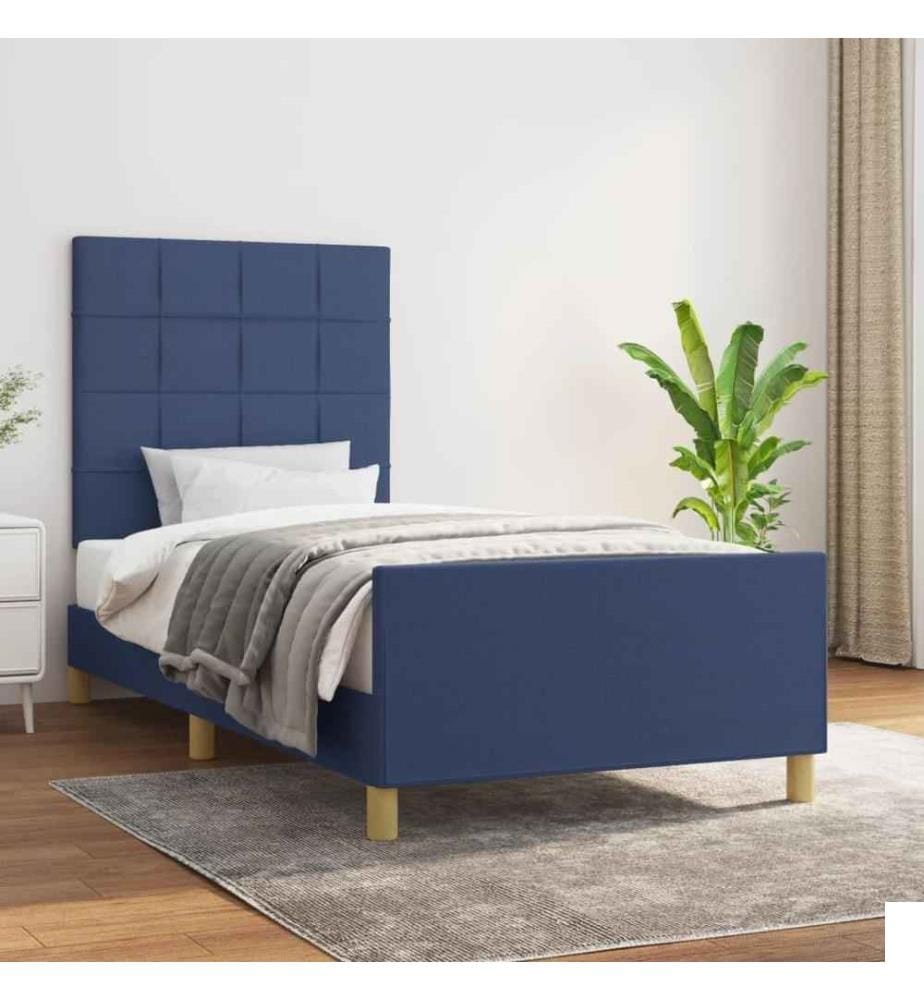Cadre de lit avec tête de lit Bleu 80x200 cm Tissu