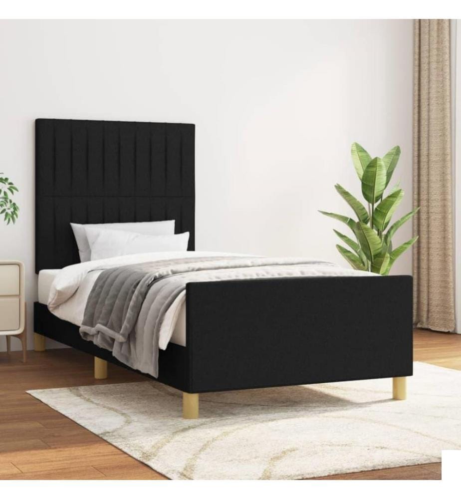 Cadre de lit avec tête de lit Noir 80x200 cm Tissu