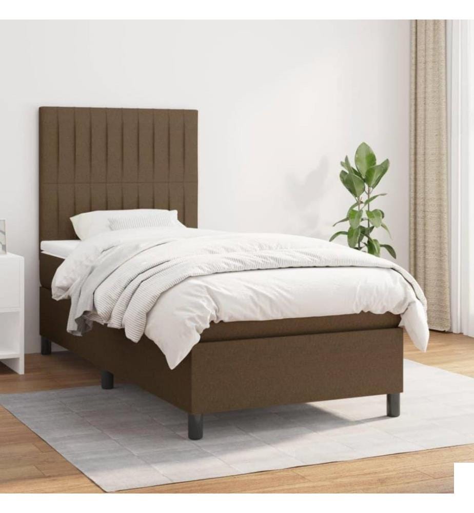 Lit à sommier tapissier avec matelas Marron foncé 80x200 cm