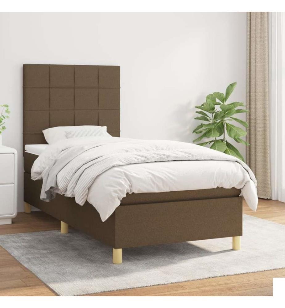 Sommier à lattes de lit avec matelas Marron foncé 100x200 cm