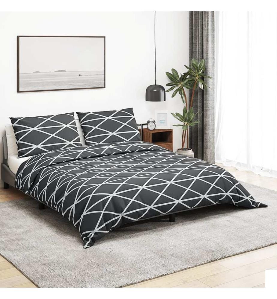 Ensemble de housse de couette Gris 135x200 cm Coton