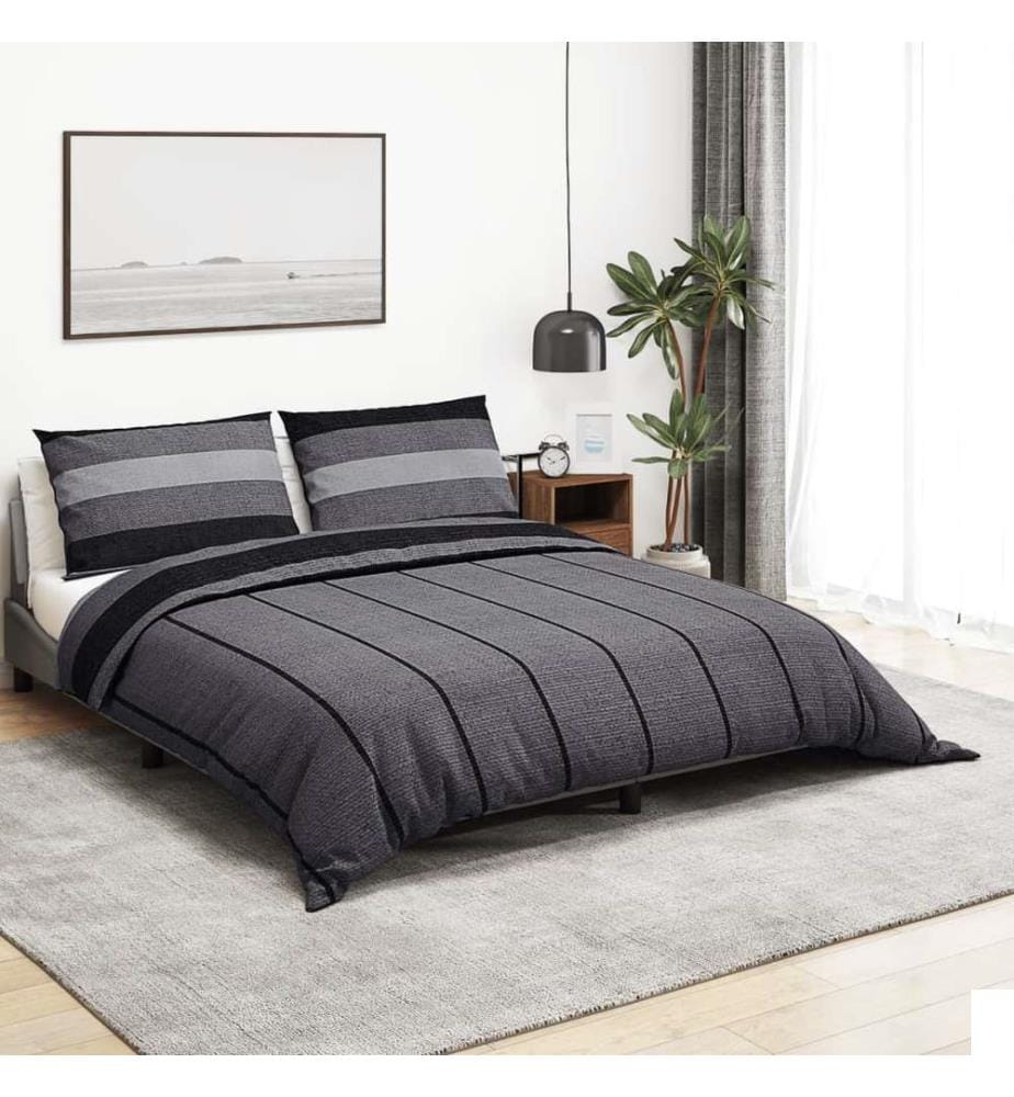 Ensemble de housse de couette gris foncé 220x240 cm Coton