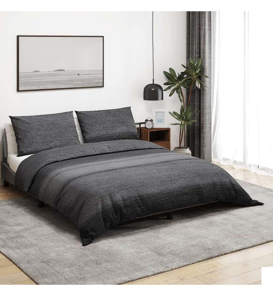 Ensemble de housse de couette gris foncé 260x240 cm Coton