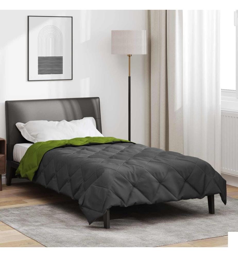 Duvet d'été simple Vert et Anthracite 220 x 140 cm Microfibre