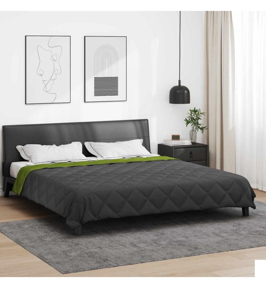 Duvet d'été simple Vert et Anthracite 220 x 200 cm Microfibre