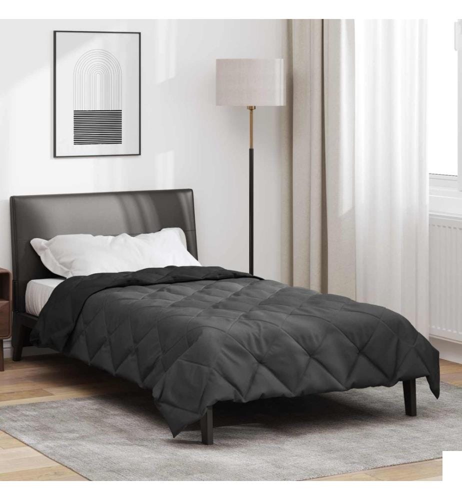 Duvet d'été simple Noir et anthracite 200 x 135 cm Microfibre