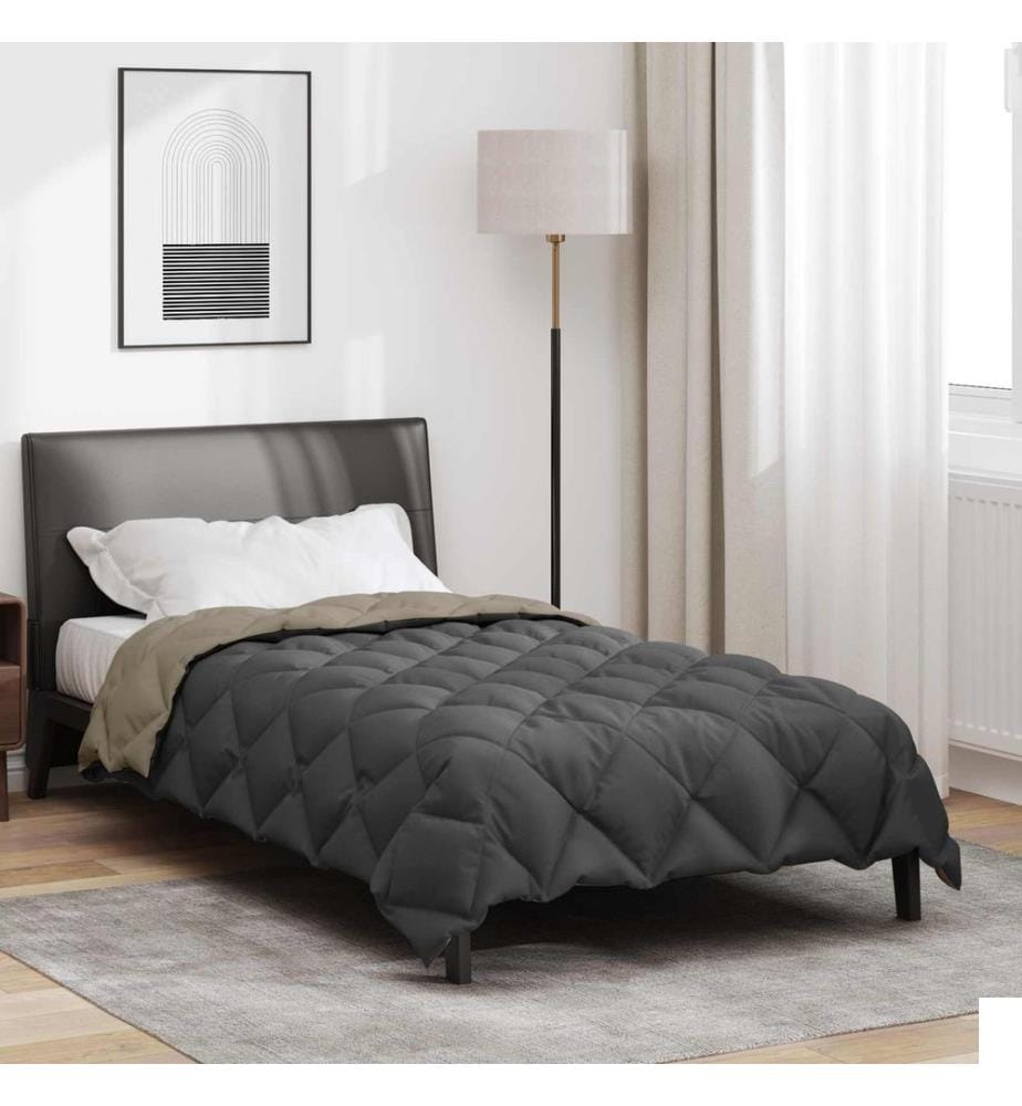 Duvet d'hiver Gris clair et anthracite 200 x 135 cm Microfibre