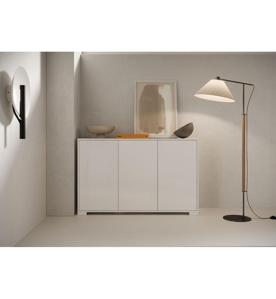 Buffet 3 portes 130x40x83 cm Lumina blanc brillant