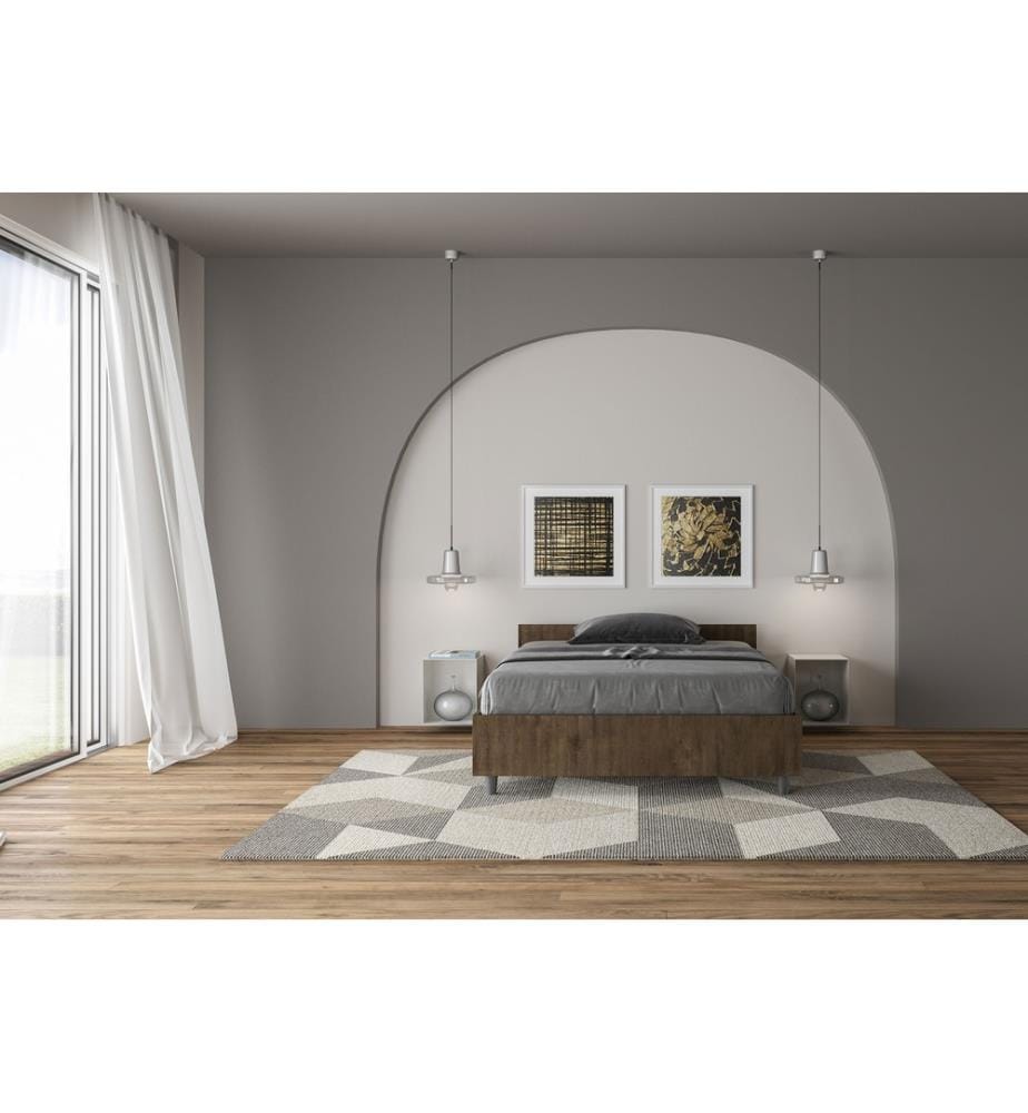 Lit avec sommier 120x190 noyer Nuamo