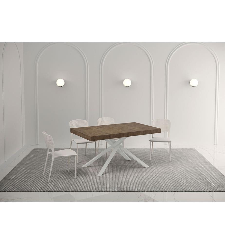 Table Extensible 140x90-244 cm Karida Noyer - Blanc