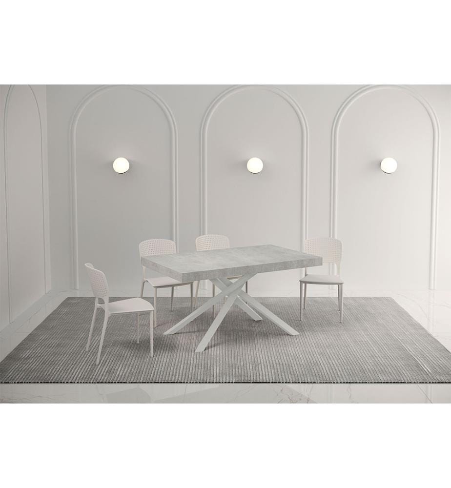 Table Extensible 140x90-244 cm Karida Ciment - Blanc