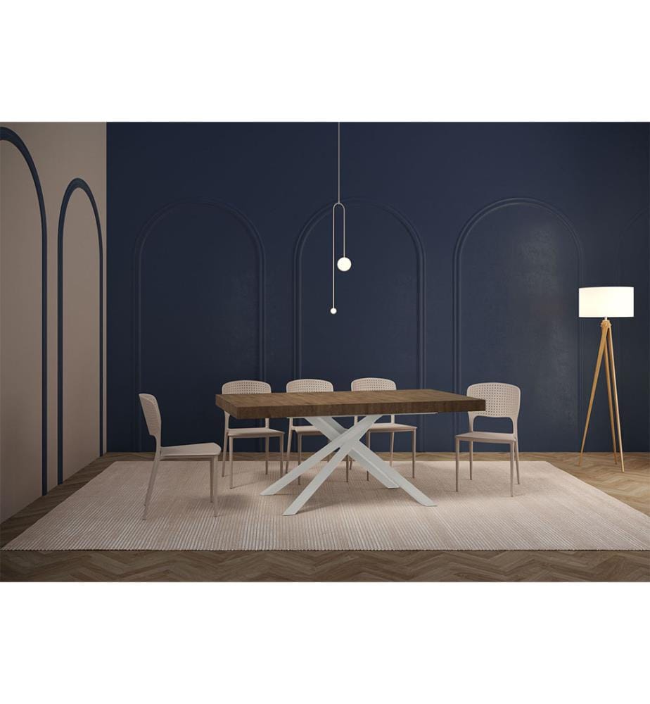 Table Extensible 160x90-264 cm Karida Noyer - Blanc